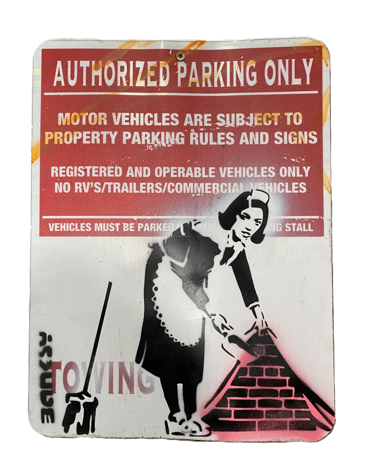 Banksy Graffiti Art Rare Maid “Sweep It Under The Rug” Metal Sign Painting 18x24