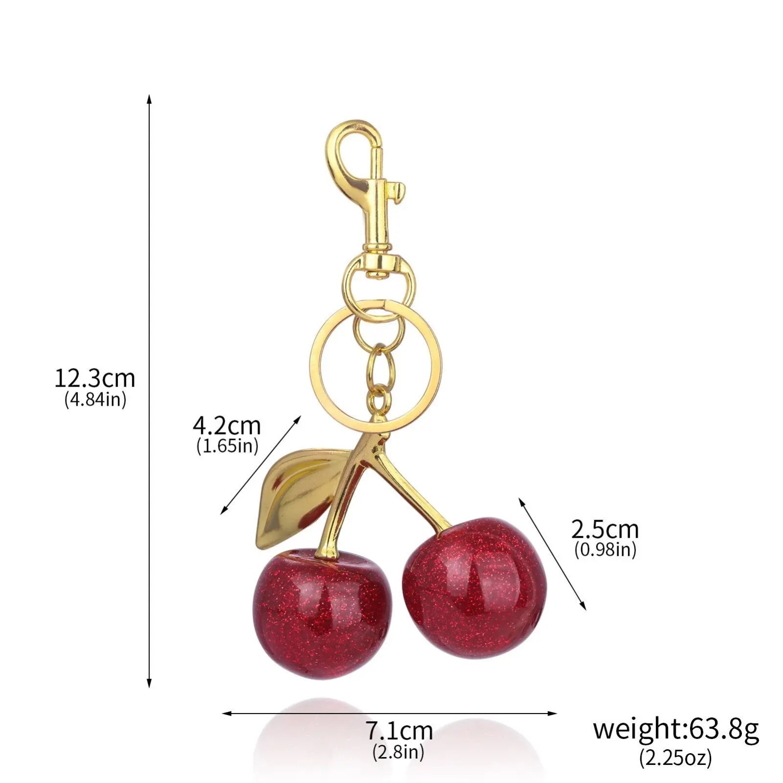 Coach Glitter Cherry Bag Charm Keychain Resin and Metal Brass/Red Apple NWT🎀
