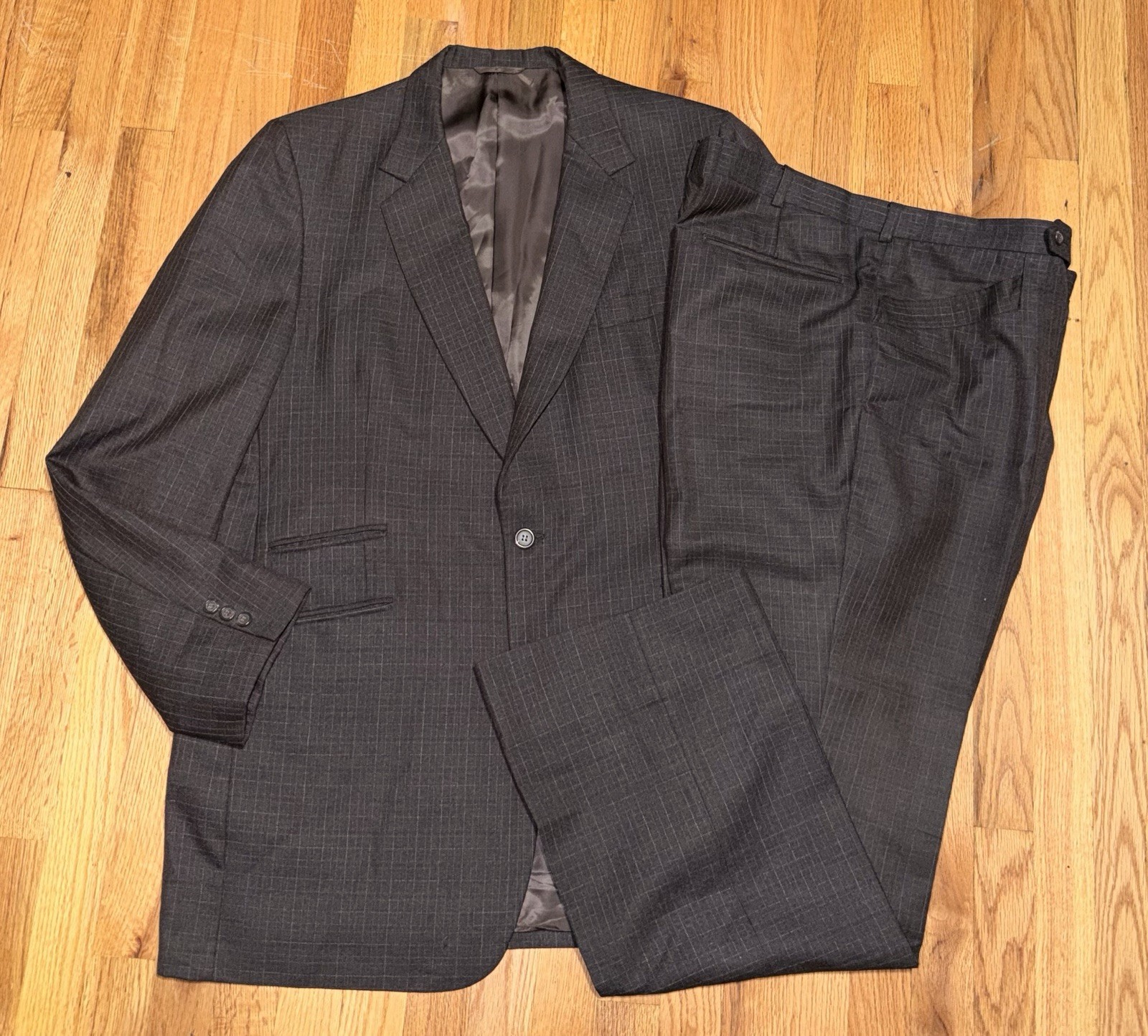 Vintage Bespoke 48L Unfinished Sleeve Full Canvas Brown Glenn Plaid 2-piece Suit