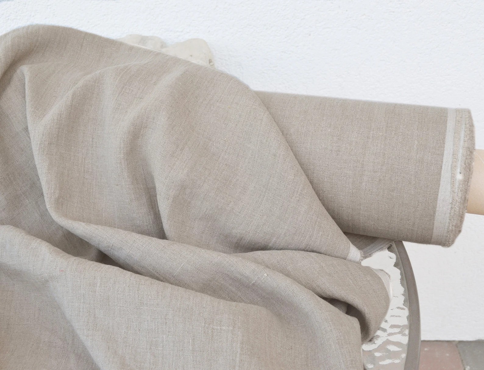 Natural Undyed 100% Pure Linen Fabric By The Yard - 185 GSM