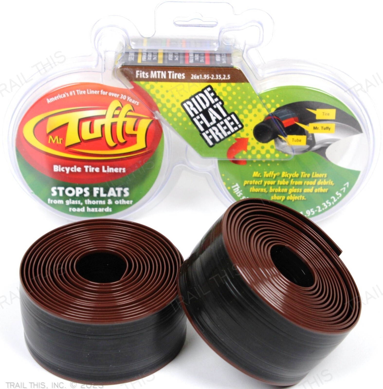Mr Tuffy 26x1.95-2.5 Pair of Bike Tire (2) Liners Brown Stops Flats MTB Bike 26
