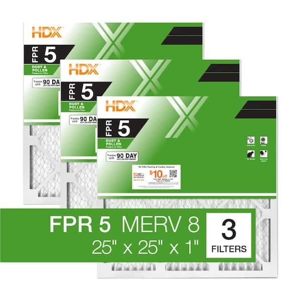 25 x 25 x 1 Standard Pleated Air Filter FPR 5, 3-Pack, Air Filters Replacement 25 x 25 x 1 Standard Pleated Air Filter FPR 5, 3-Pack, Air Filters Replacement
