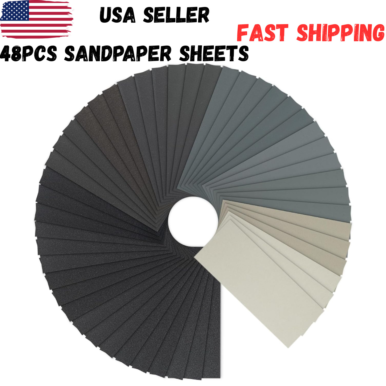 48pcs Sandpaper Sheets Assortment Sand Paper Wet Dry 120 to 5000 Grit Wood Metal