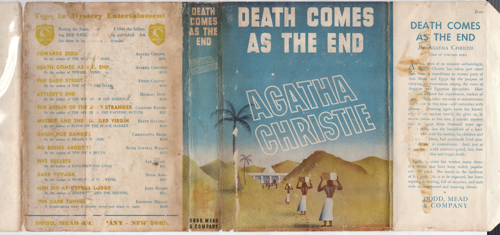 AGATHA CHRISTIE - DEATH COMES AS THE END - RARE 1ST 1944 w/DJ NPC