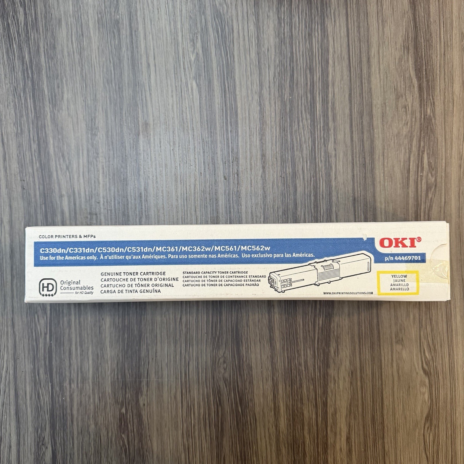 OKI Data Yellow Toner - P/N 44469701 - OEM - C330dn, C331dn, C530, MC361, MC561
