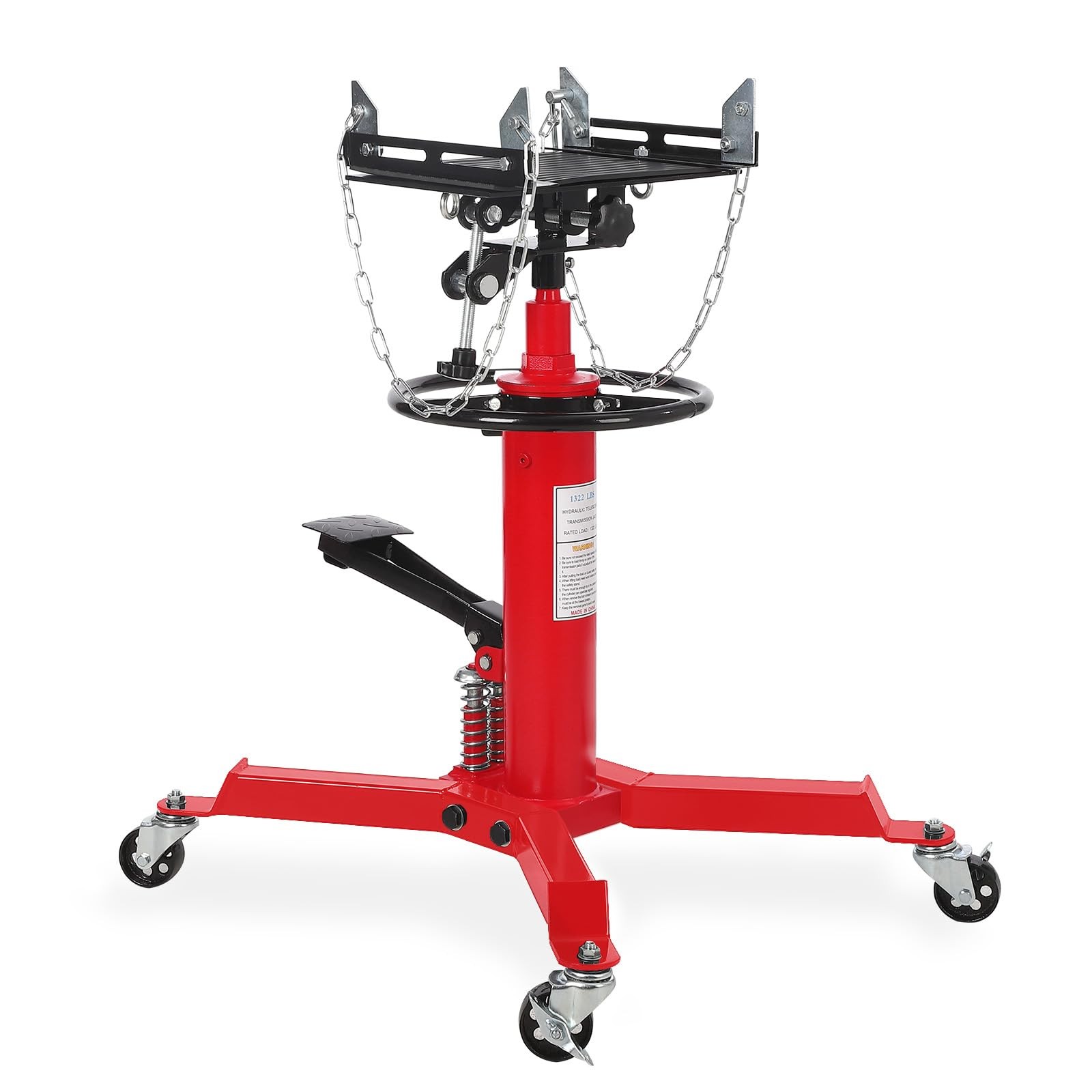 Hydraulic Transmission Jack 1322 LBS Capacity 2 Stage Lift 33.5 in-69 in Red