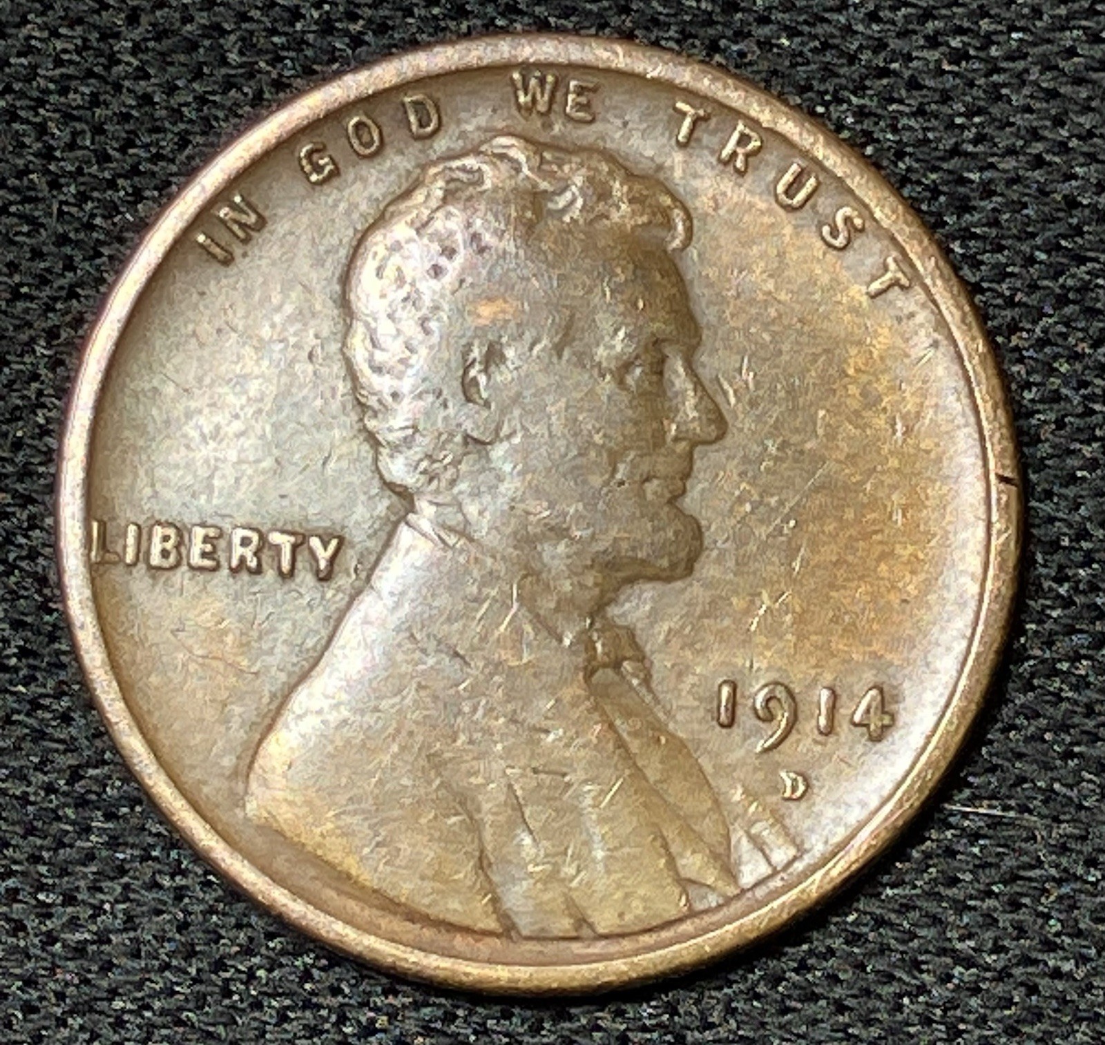 1914 d lincoln cent penny Key Date VF/ Strong D And Very Nice Wheats On Reverse