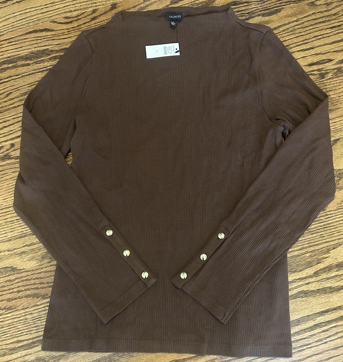 NEW Talbots Women’s Ribbed Funnel Neck Pullover Top Brown Size Large NWT NEW Talbots Women’s Ribbed Funnel Neck Pullover Top Brown Size Large NWT