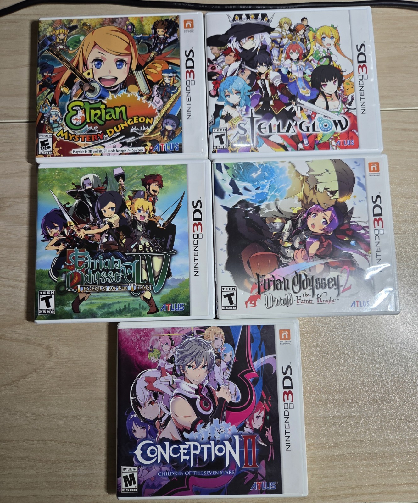 Nintendo 3DS Rare Lot ATLUS Games- Conception 2, Etrian Odyssey & Stella Glow