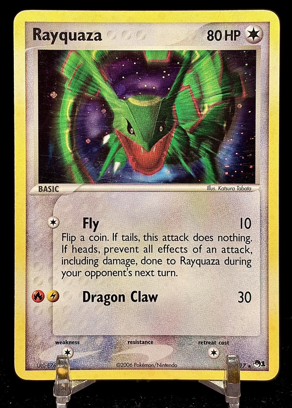 LP Holo Rayquaza Pokémon Card | Rare Vintage Promo | 2006 POP Series 1 3/17 LP Holo Rayquaza Pokémon Card | Rare Vintage Promo | 2006 POP Series 1 3/17