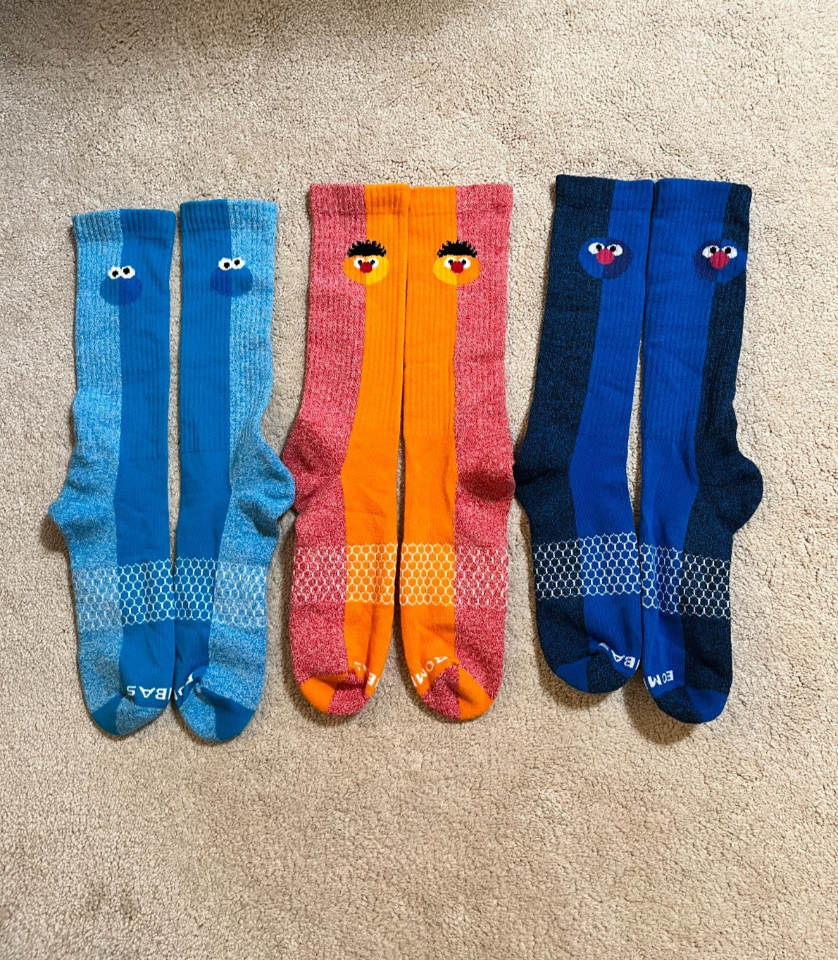 New Bombas Sesame Street Calf crew Socks 3 Set RARE XL Retired Adult Unisex