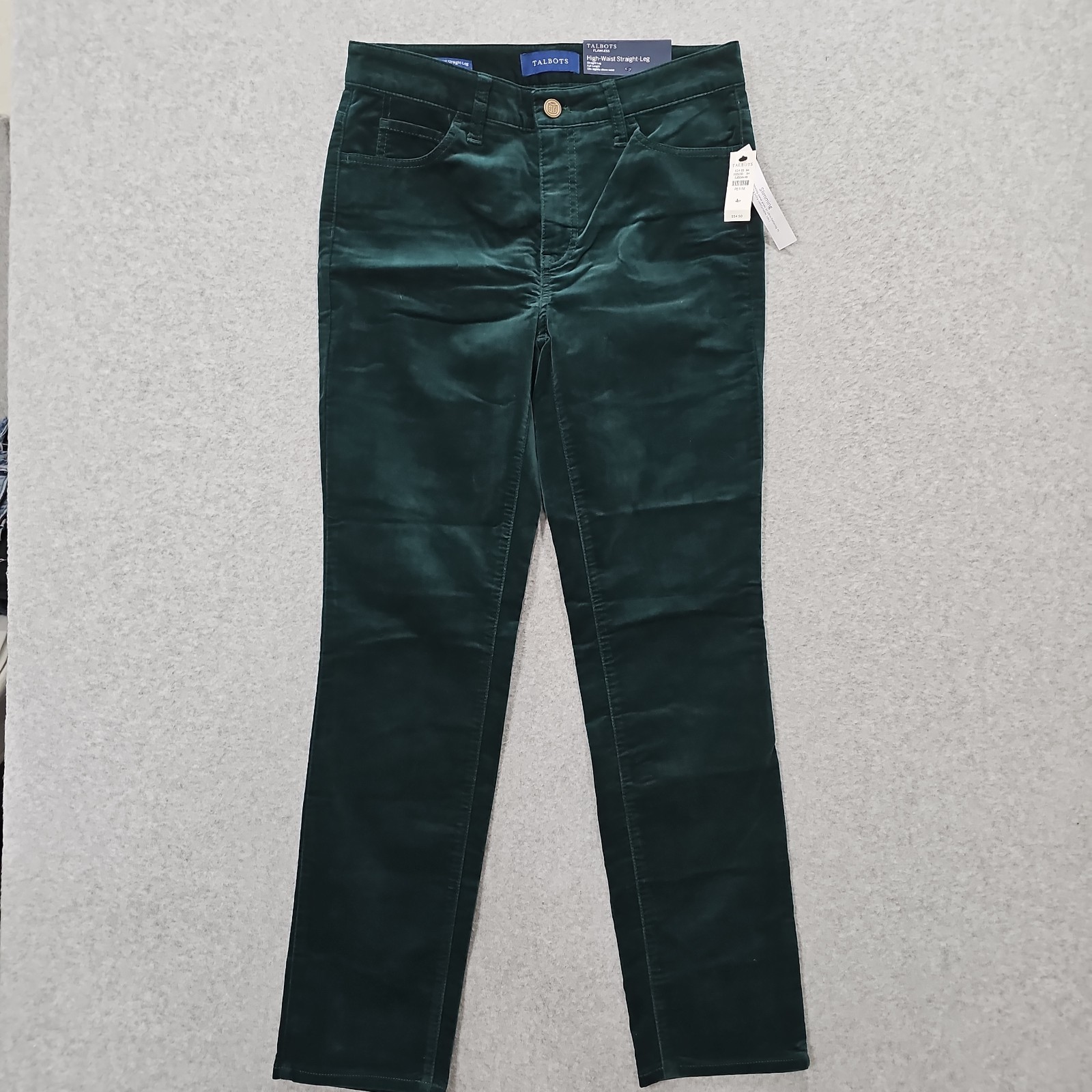Talbots Flawless Velour Jeans High-Rise Straight Full Length Size 4 Petite Green Talbots Flawless Velour Jeans High-Rise Straight Full Length Size 4 Petite Green