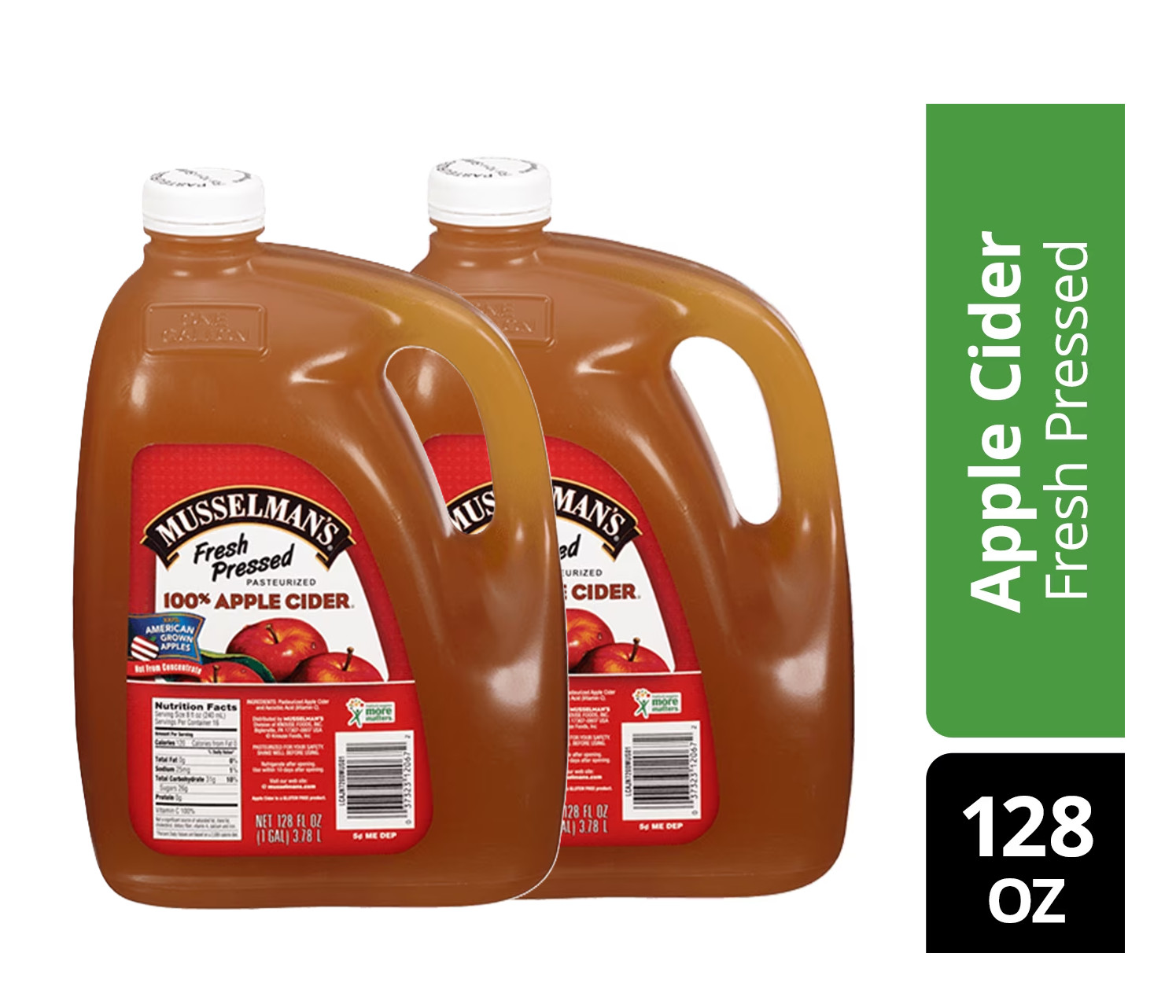Musselman's 100% Apple Cider, Fresh Pressed, 128 fl oz Jug - 2 Packs Musselman's 100% Apple Cider, Fresh Pressed, 128 fl oz Jug - 2 Packs