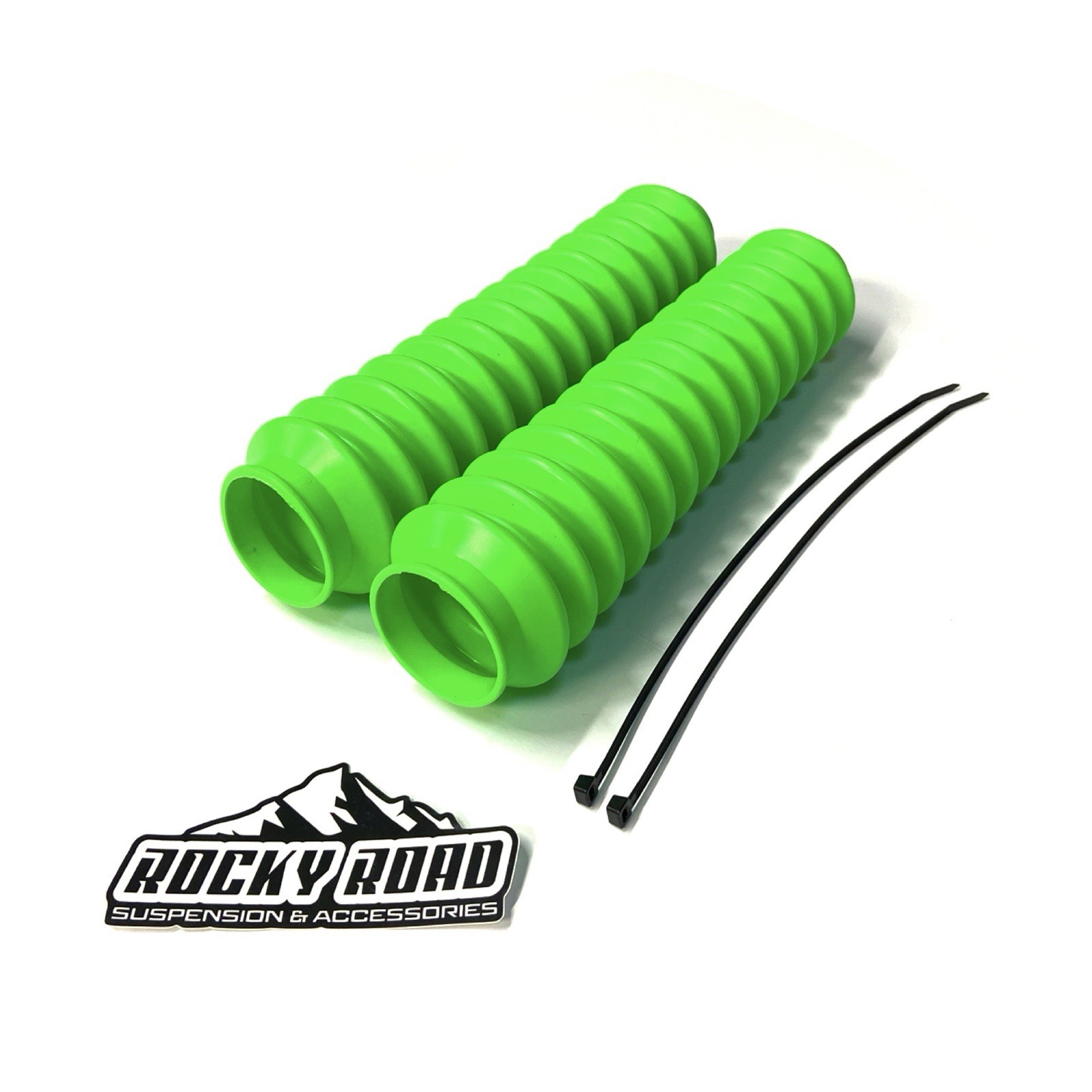 Rocky Road LIME GREEN Universal 2” x 11” Shock Absorber Dust Boots Covers (PAIR)