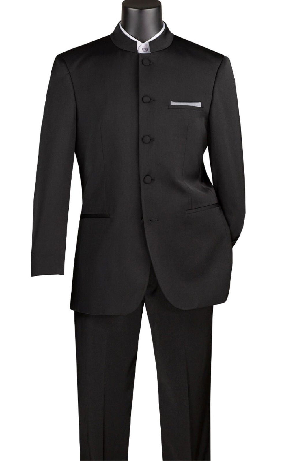 Vinci Men\'s Regular Fit Men\'s 2 Piece Banded Collar Tuxedo NEW