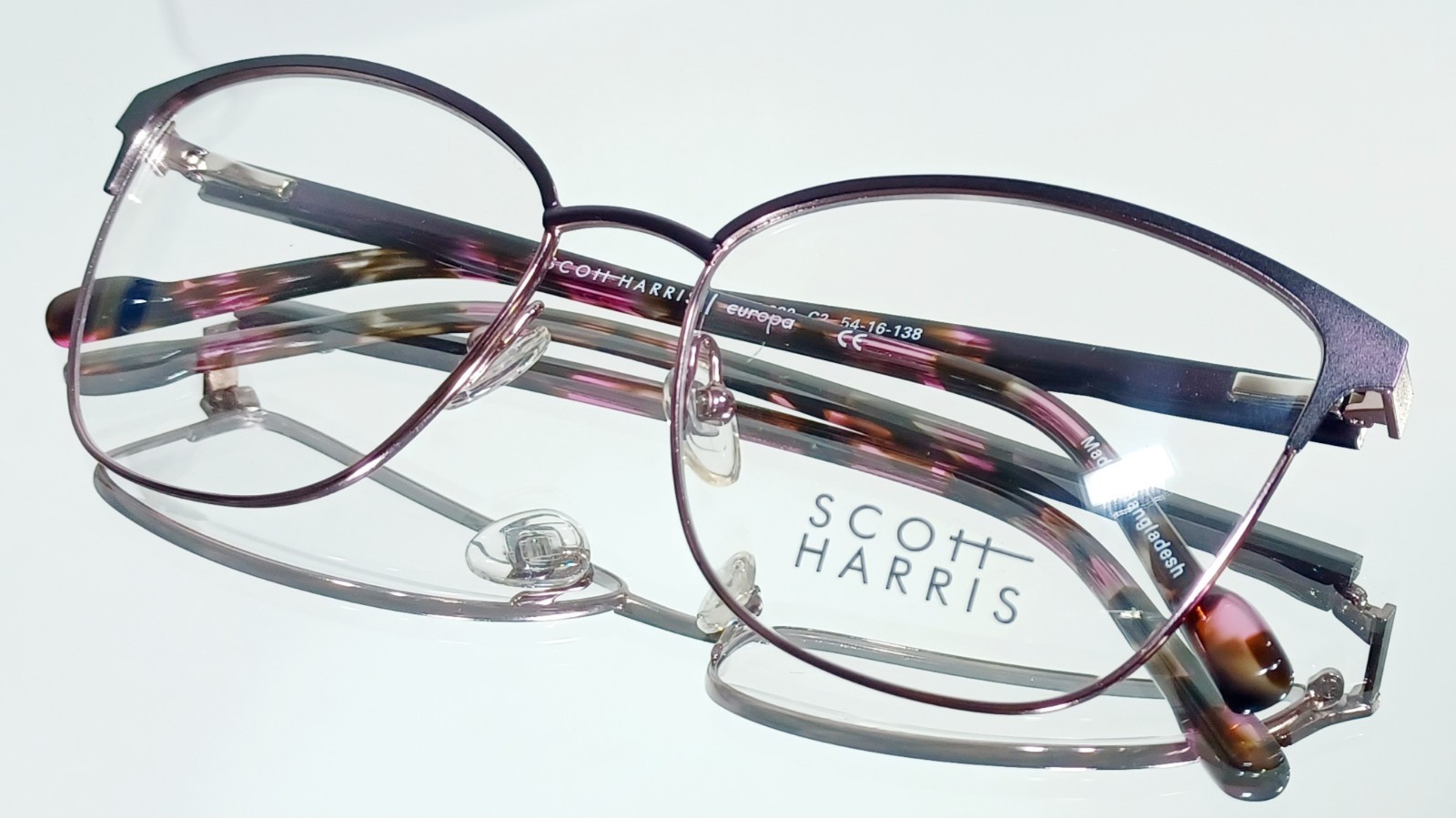 Originale SCOTT HARRIS Eyeglasses SH-930 C2 PLUM/PINK New Metal 54-16-138