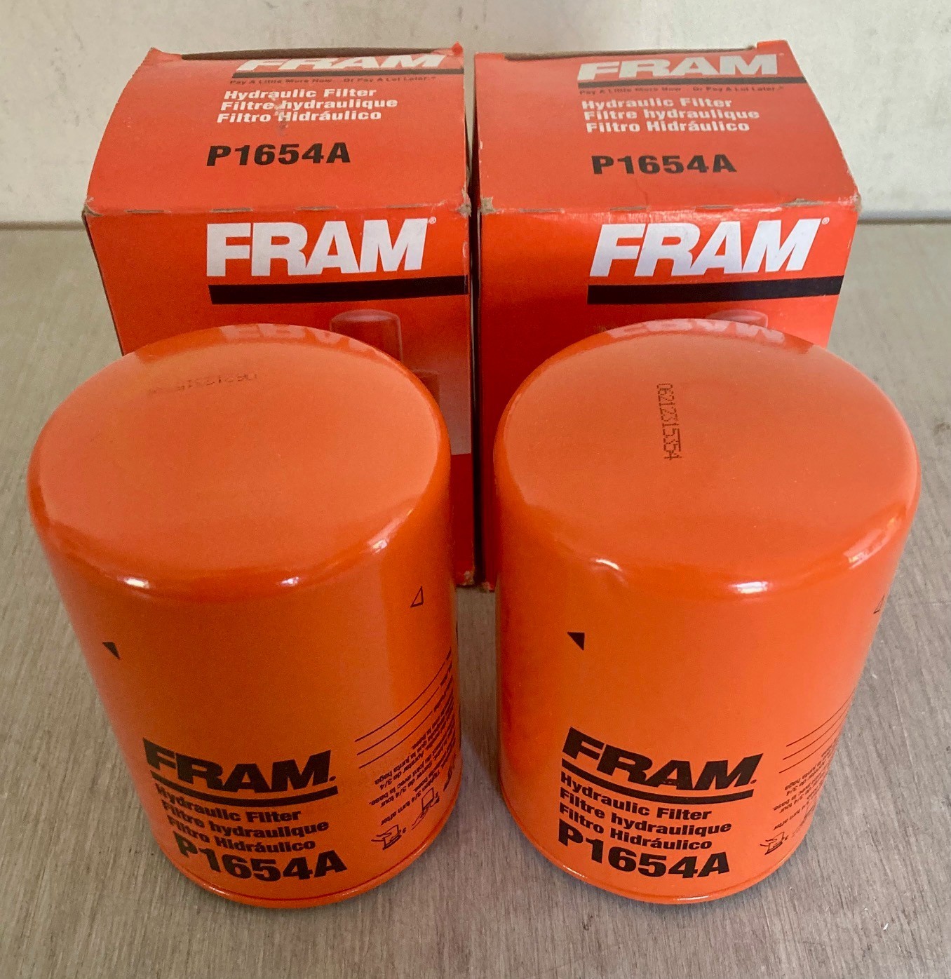 TWO(2) USA Fram P1654A 25 MicronHydraulic Filter SET fits LFH4209 51553 HF6520