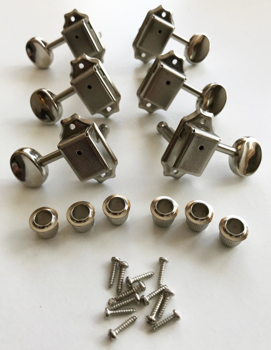 3x3 Vintage Waffle Back Individual Guitar Tuners with Nickel Buttons