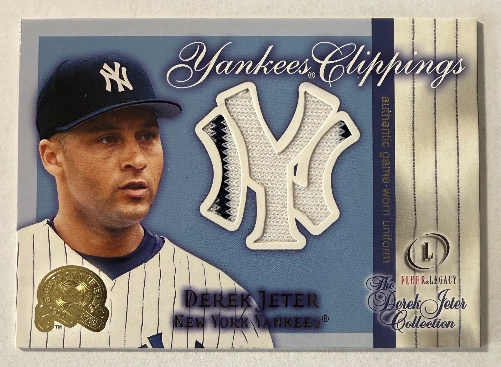 2001 Fleer Legacy The Derek Jeter Collection Yankees Clippings GW Jersey