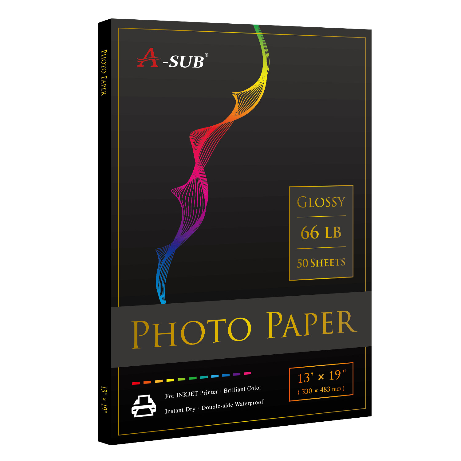 A-SUB Premium Photo Paper 13x19 Glossy 66 lb Waterproof Inkjet Printer A3+ 50 Ct A-SUB Premium Photo Paper 13x19 Glossy 66 lb Waterproof Inkjet Printer A3+ 50 Ct