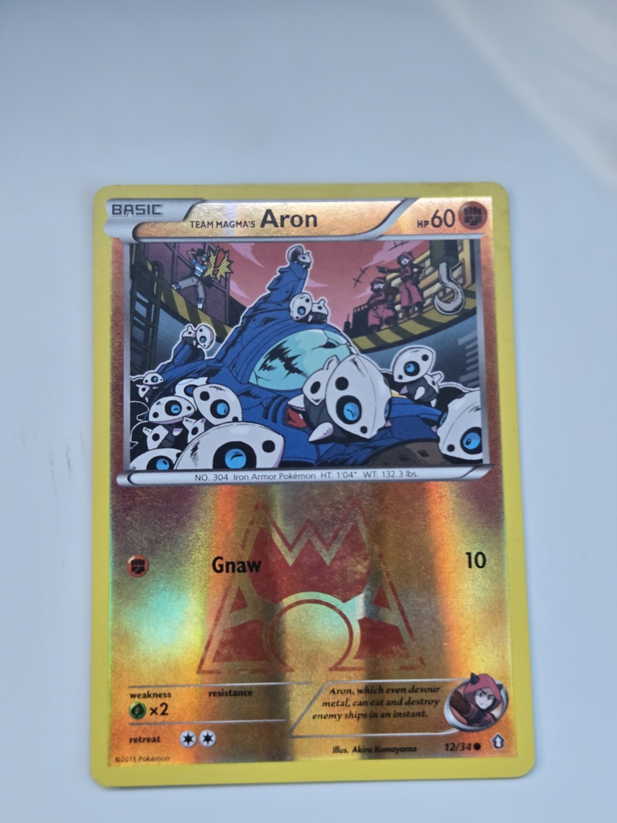 Pokemon TCG Team Magma's Aron 12/34 Reverse Holo Foil Double Crisis