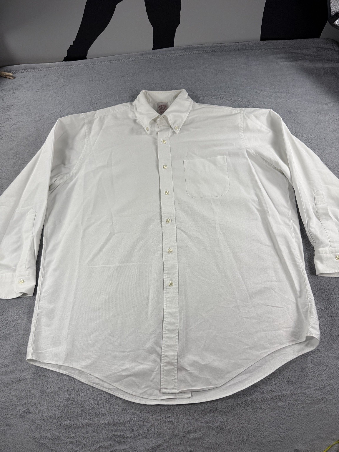 Brooks Brothers Mens 17.5 33 White Oxford Button Down Oxford Shirt Traditional