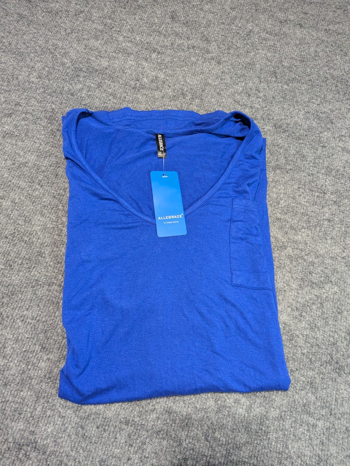 Allegrace Tunic Short Sleeve Top V Neck Women\'s Size 3X Blue New Allegrace Tunic Short Sleeve Top V Neck Women\'s Size 3X Blue New