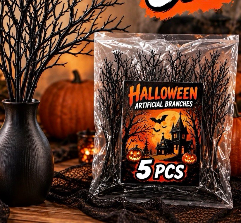 Halloween Artificial Branches 5pcs Black Party Centerpiece Indoor Decor 26 cm Halloween Artificial Branches 5pcs Black Party Centerpiece Indoor Decor 26 cm