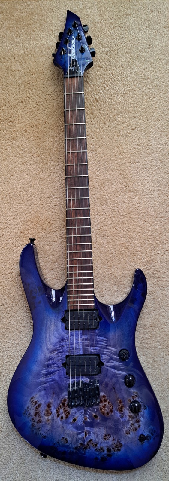 Jackson Chris Broderick Soloist HT6 Guitar, Dimarzios, Trans Blue, Excellent