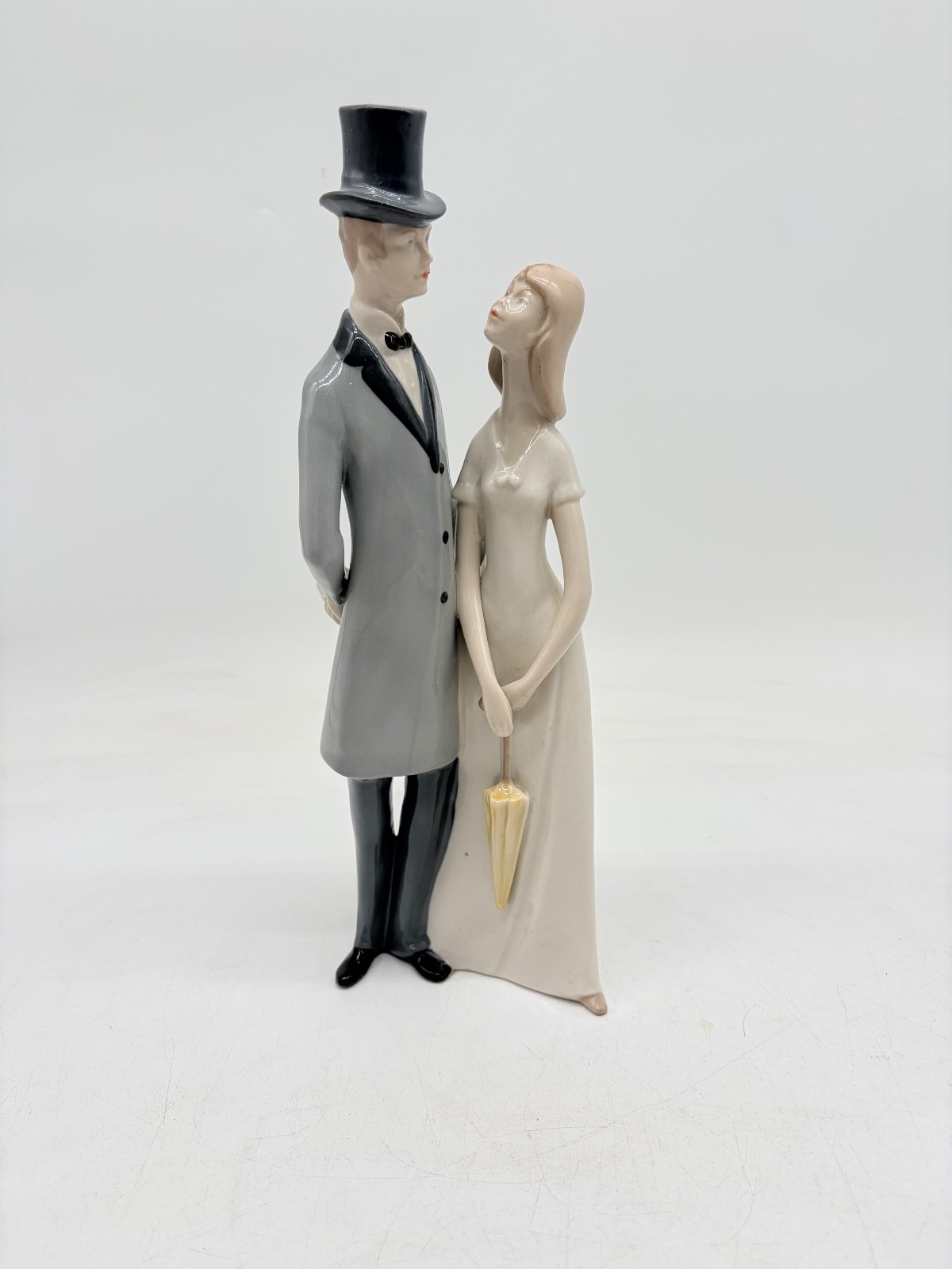 VTG. German GDR Crown Mark Porcelain Figurine Woman & Man ( 11'' tall)