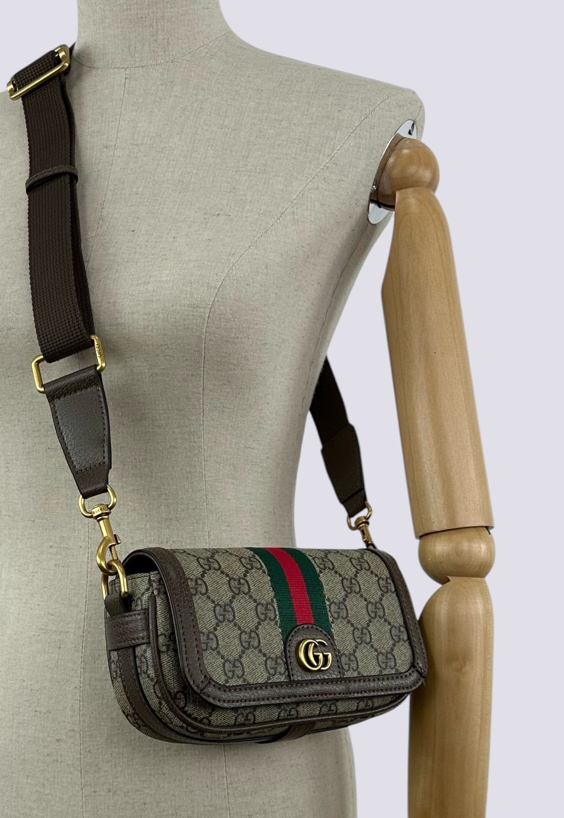 Gucci GG Monogram Logo Pattern Ophidia Super Mini Shoulder Hand Bag Beige 795466