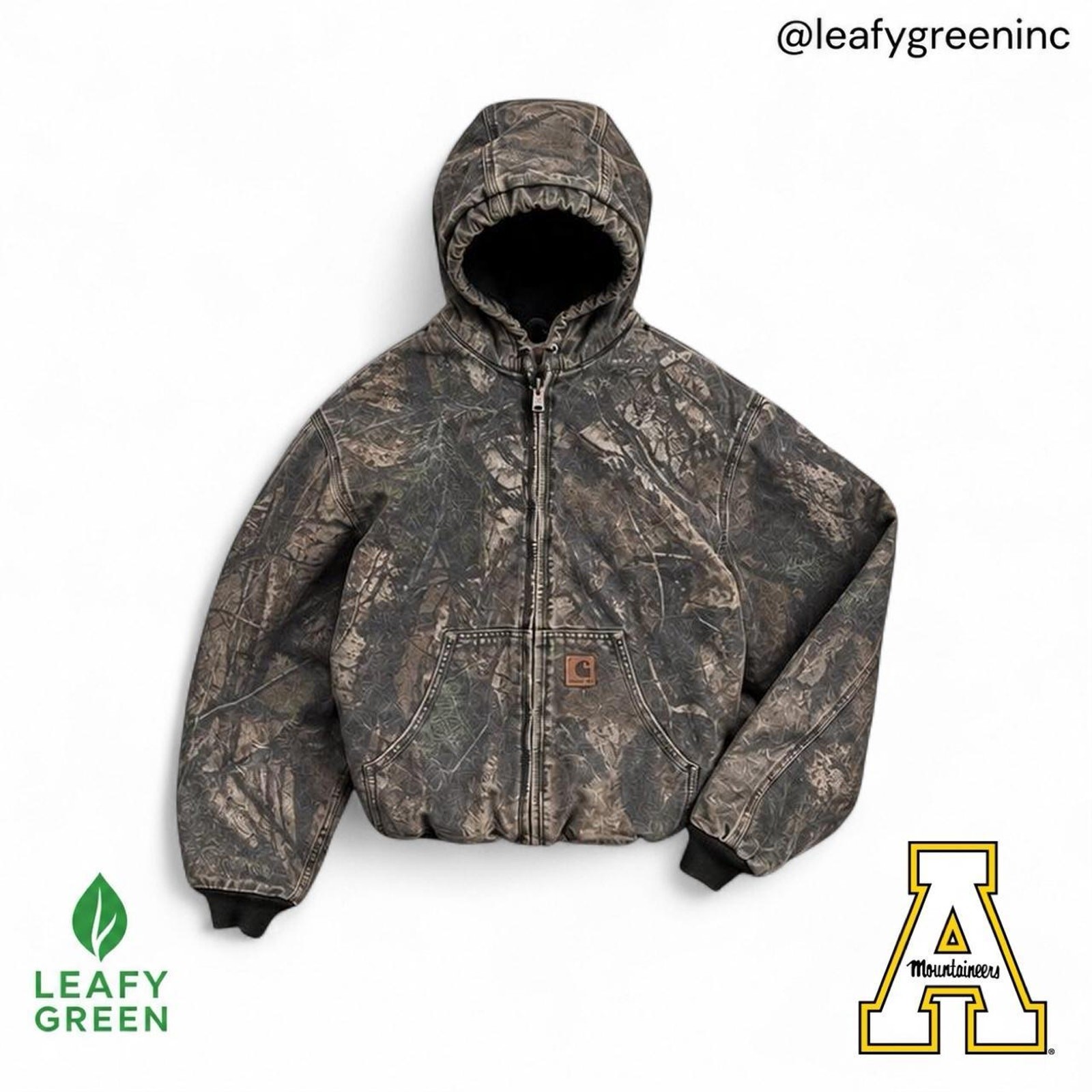 VTG 00s Carhartt J221 CAP Camo Quilt Line Duck Canvas Bomber Jacket us sz M Hood