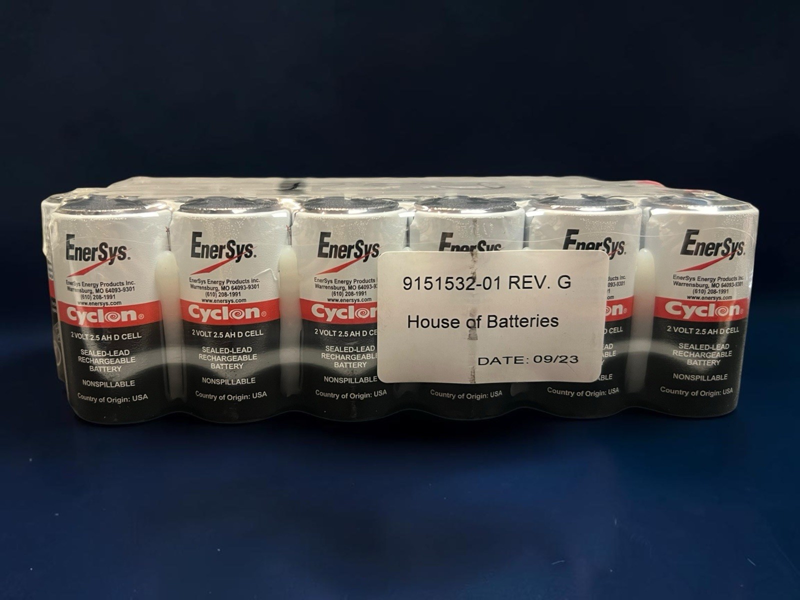 EnerSys Cyclon 0810-0004 2V 2.5Ah 24-Cell Battery Pack 9151532-01 Rev G