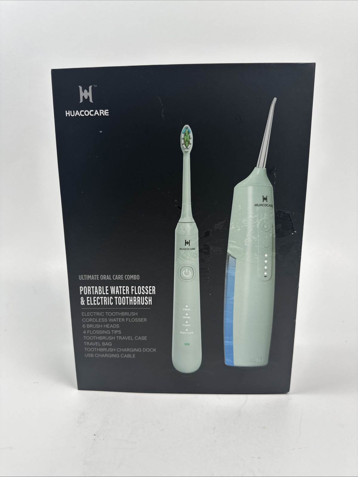 HUACO CARE 2-1 Oral Clean Kit Electric Toothbrush & Water Flosser *4brush 3tips*