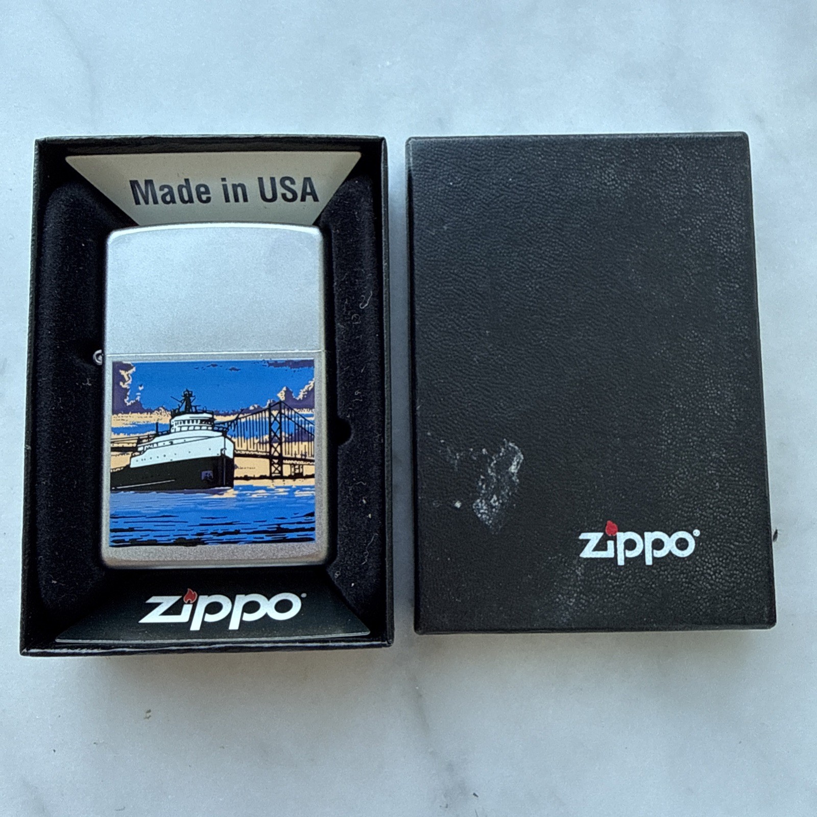 Zippo Vintage SS Edmund Fitzgerald New In Box Unfired Mint Condition Zippo Vintage SS Edmund Fitzgerald New In Box Unfired Mint Condition