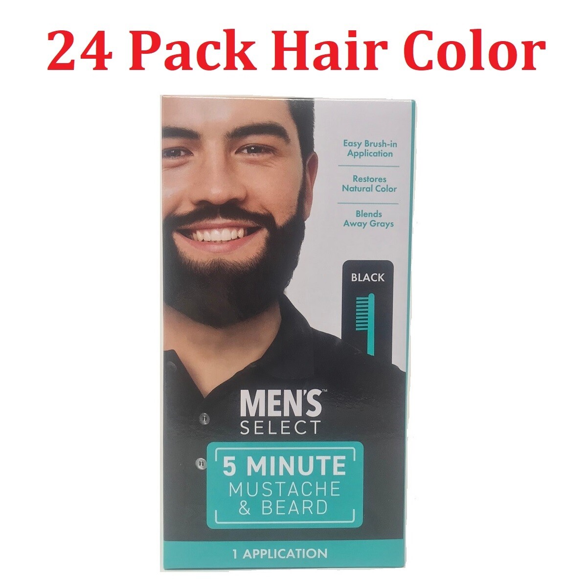 24pck Men's Select Mustache and Beard Hair Color Dye Black & Dark Brown 5 minute 24pck Men's Select Mustache and Beard Hair Color Dye Black & Dark Brown 5 minute
