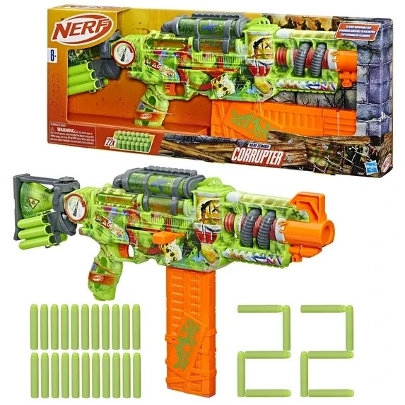 Nerf Zombie Corrupter Dart Blaster with 22 Nerf Elite Darts