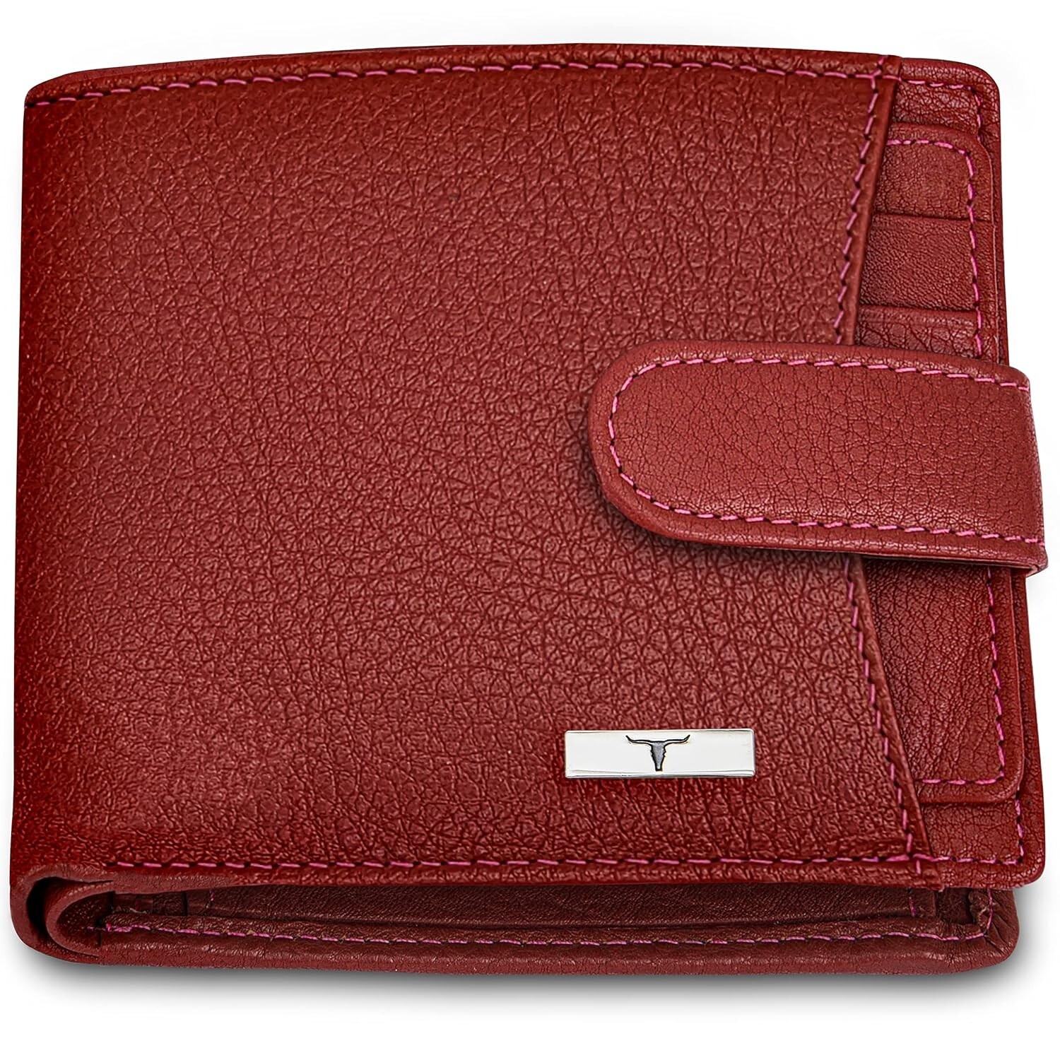 New Oswald  Red Bi-Fold Leather Men\'s Wallet RFID Protection Gift Item