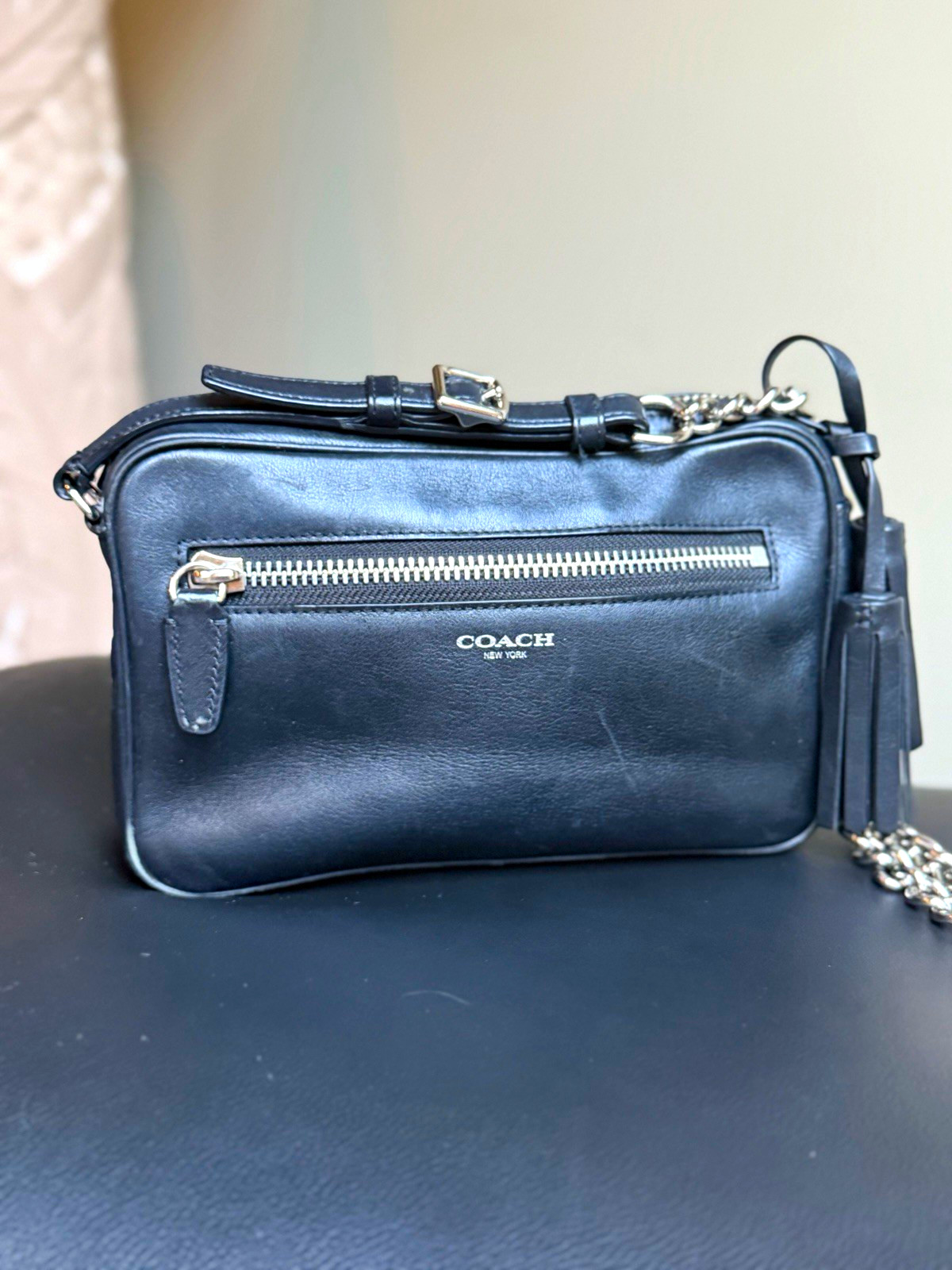 Coach Vintage Legacy Black Leather Flight Crossbosy Bag Tassels Hangtag Coach Vintage Legacy Black Leather Flight Crossbosy Bag Tassels Hangtag