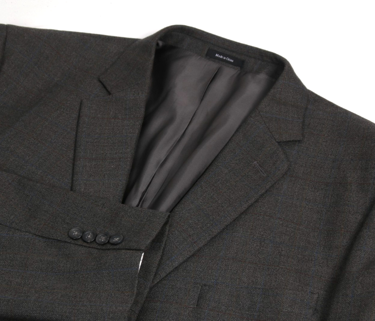 Joseph & Feiss Gold Sport Coat Mens 54R Gray Herringbone Plaid 100% Wool Blazer
