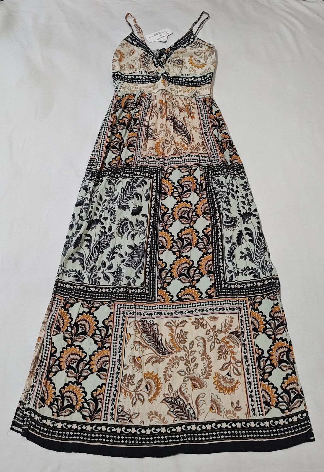 Angie Multicolor Floral Maxi Sleeveless Sundress Women\'s M Smocked back boho