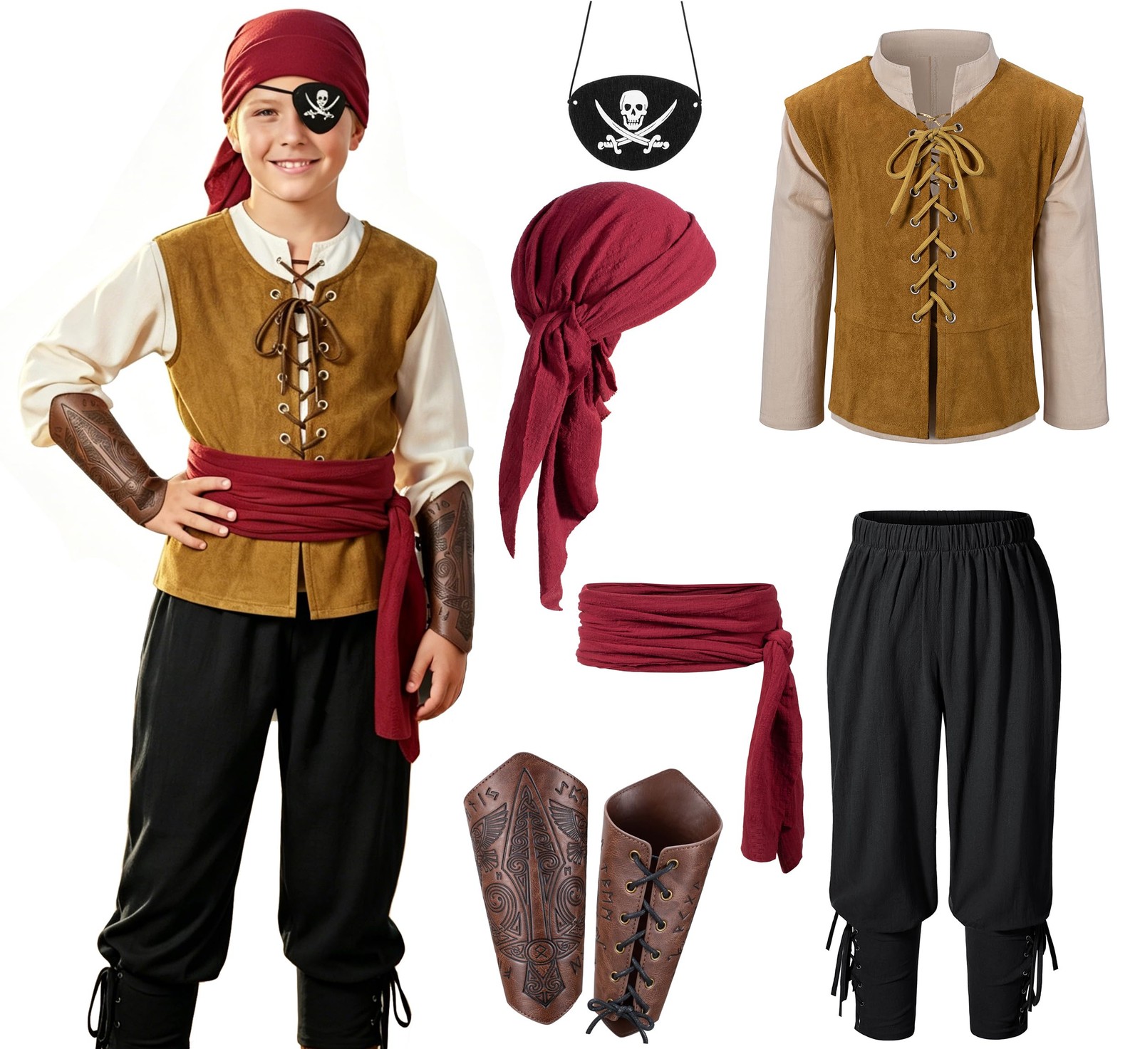 Kids Pirate Costume Medieval Renaissance Boys Pirate Captain Shirt Vest Pants Ac Kids Pirate Costume Medieval Renaissance Boys Pirate Captain Shirt Vest Pants Ac