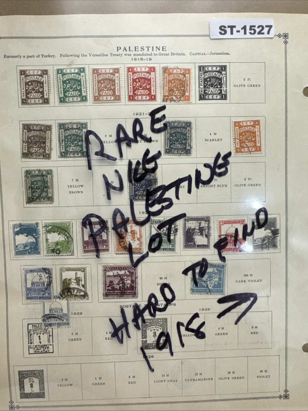 SCOTT\'S WORLD STAMP ALBUM BREAK: Rare Palestine Lot Hard to Find 1918-? ST-1527