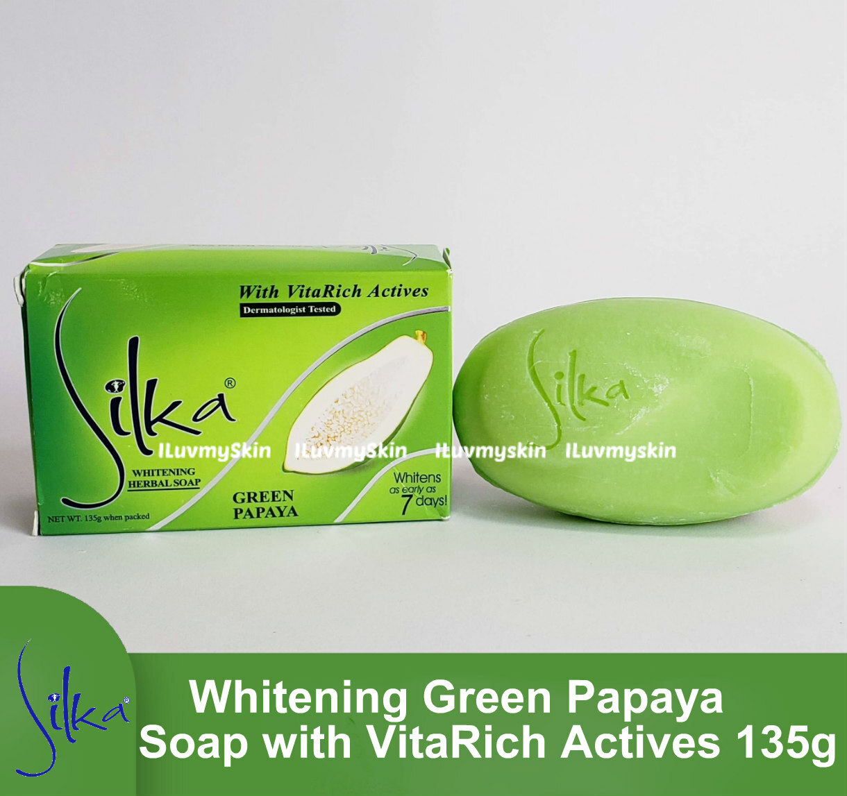Silka Whitening Green Papaya Soap with VitaRich Actives 135g