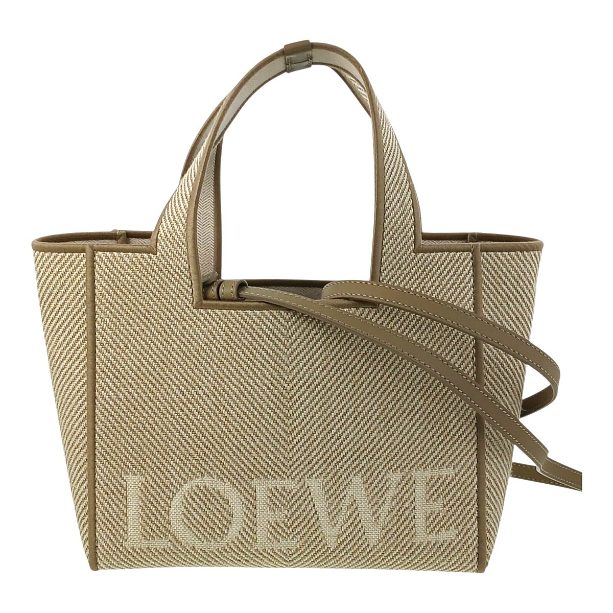 LOEWE font tote small Handbag ALF1B59X14 canvas beige Women Used