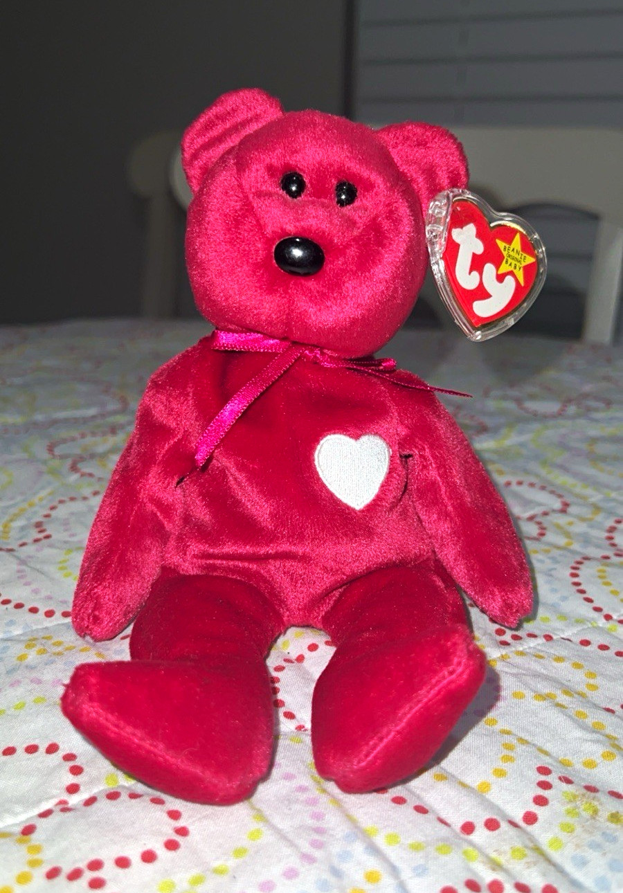 RARE Ty Beanie Babies Valentina Bear 1998 Vintage Pink Plush w/ Heart Patch Tag RARE Ty Beanie Babies Valentina Bear 1998 Vintage Pink Plush w/ Heart Patch Tag