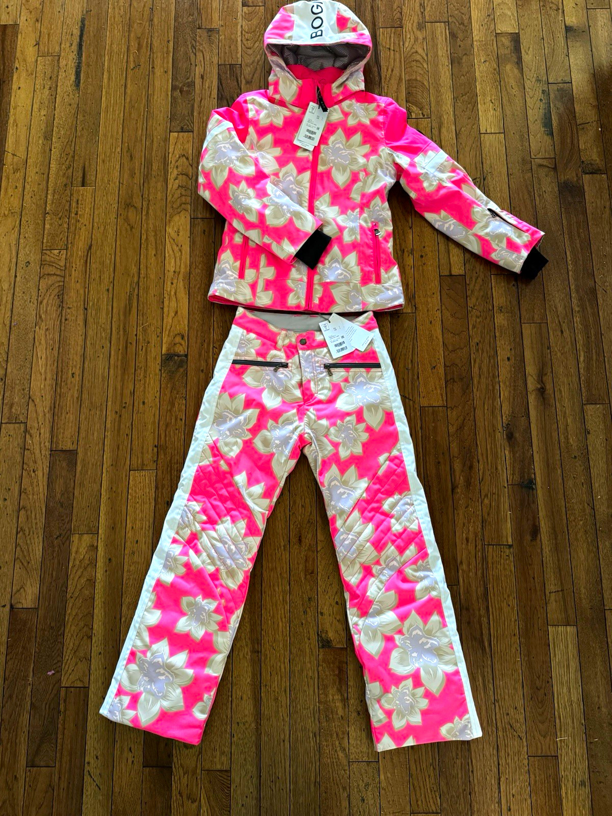 Bogner Jelly-T Girls Insulated Floral Snowsuit Ski Jacket & Pants Pink L