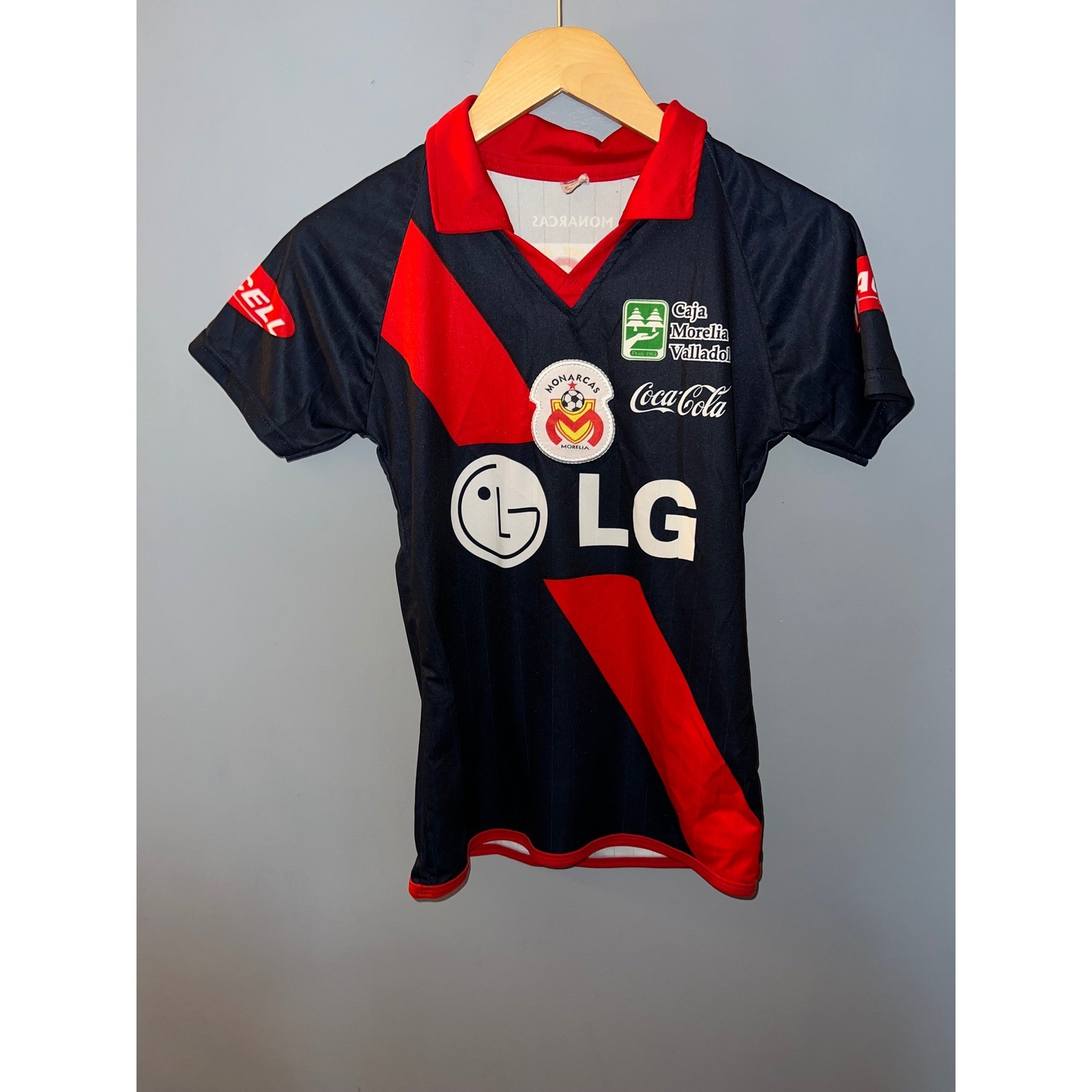 Vintage Monarcas Morelia Soccer Jersey Navy Red LG Coca-Cola Liga MX Mexico