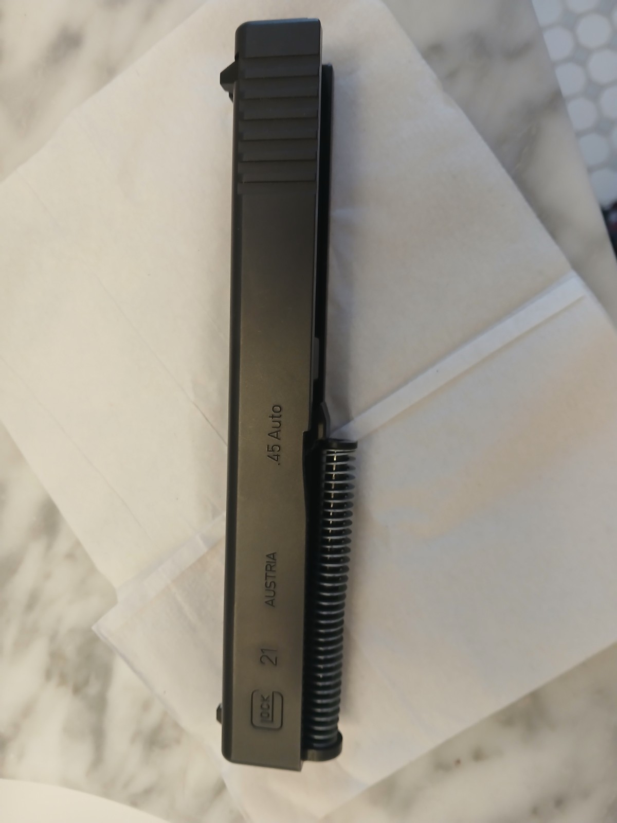 RARE OEM GLOCK 21 GEN 3 COMPLETE SLIDE ASSEMBLY FRYING PAN FINISH TENIFER 45 ACP RARE OEM GLOCK 21 GEN 3 COMPLETE SLIDE ASSEMBLY FRYING PAN FINISH TENIFER 45 ACP