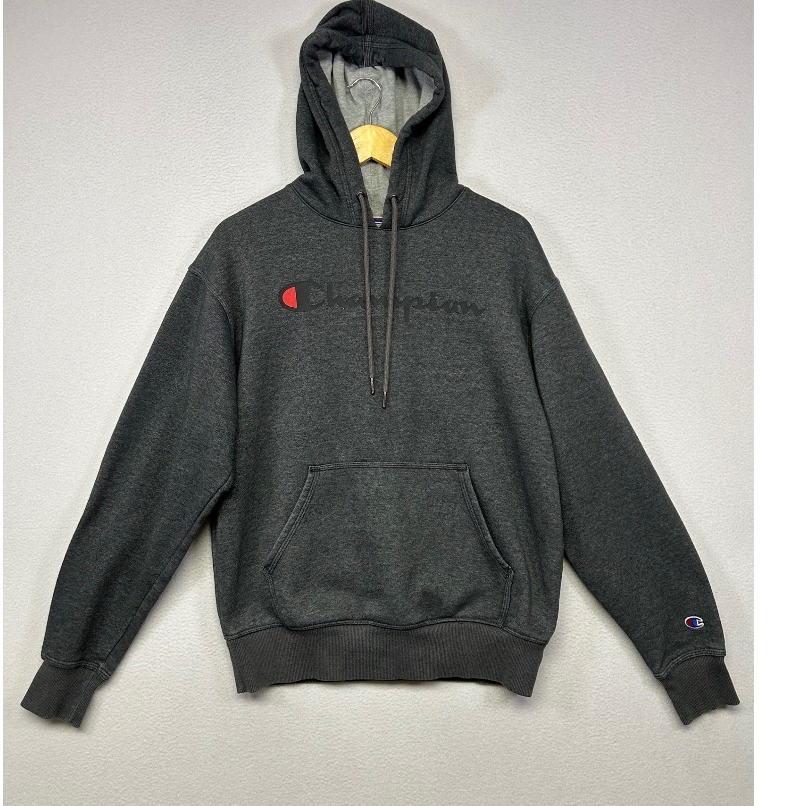 Athleisure Sporty Champion Mens Medium Gray Pullover Hoodie GF89H